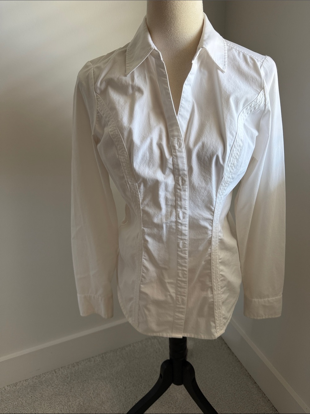 Express Men's White Long-Sleeve Button Shirt
